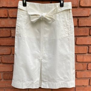 J. Crew White Belted Skirt